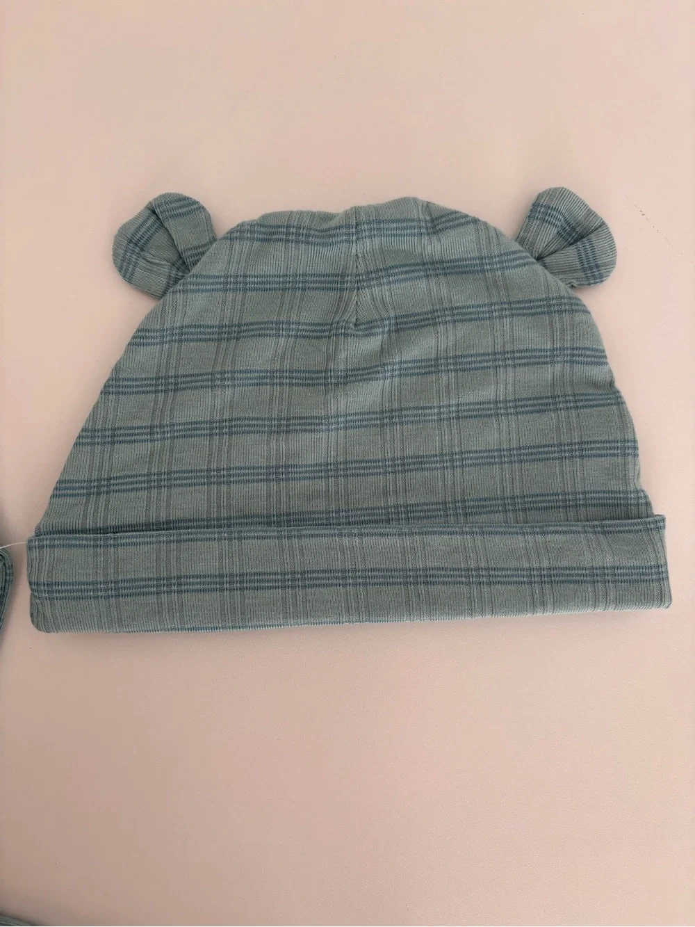 cloud island Teal Plaid Baby one-Piece with Matching Hat 6-9M
